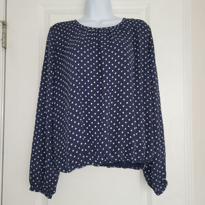 Women's Tommy Hilfiger Navy White Polka Dot Blouse Size S